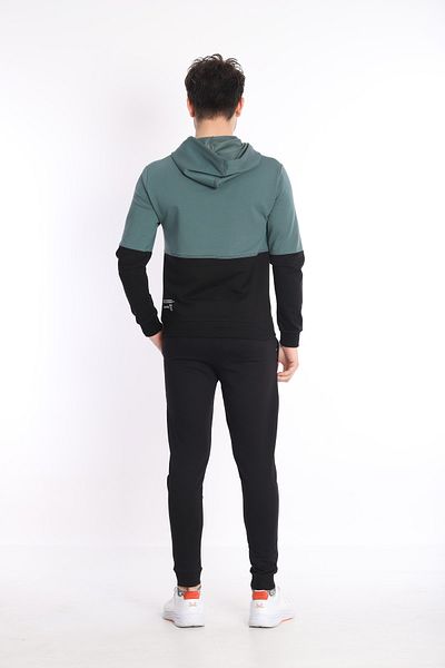 NEED LİFE Men's Black-oil Hooded Kangaroo Pocket Sweatshirt