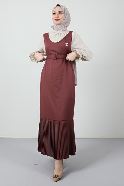 Giza Giyim Αποξηραμένο τριαντάφυλλο πλισέ Gilet με ζώνη