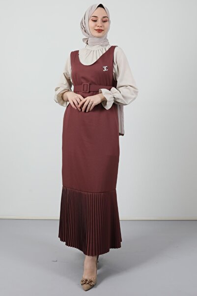 Giza Giyim Αποξηραμένο τριαντάφυλλο πλισέ Gilet με ζώνη