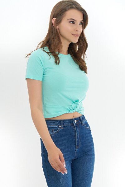 Pattaya Dámské aqua zelené pletené tričko s detailem uzlu P21s201-2431