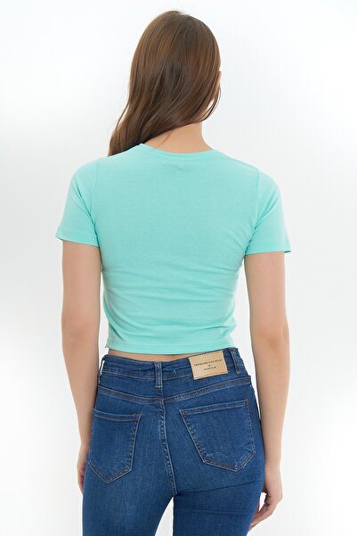 Pattaya Dámské aqua zelené pletené tričko s detailem uzlu P21s201-2431