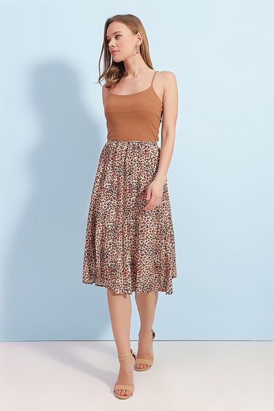 Pattaya Women's Patterned Midi Length Pleated Skirt P23s201-0807