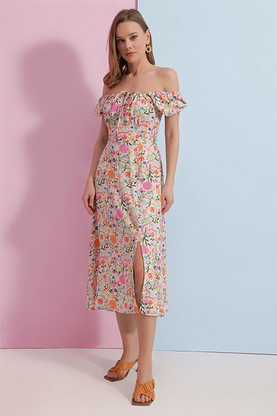 Pattaya Women's Balloon Sleeve Floral Patterned Dress P23s191-5320