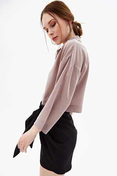 Pattaya Women's Classic Collar Crop Satin Blouse P21s201-0761