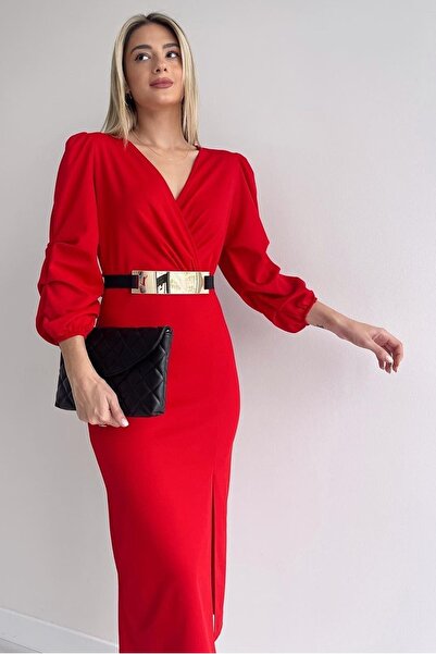 Secret Passion Lingerie Ženska Krep tkanina Sa prorezom kratkih rukava Midi v...