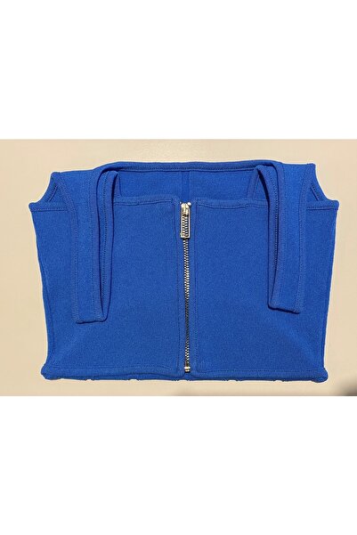 Dilvin 1019 Arkası Fermuarlı Triko Atlet-saks