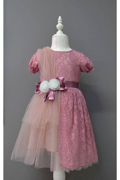 lillia Girl's Dress with Tutu Skirt and Shoulder Tulle Detail