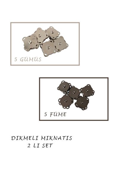 Aklar Malzeme 5 argintii + 5 saci de tricotat cu magnet, afumat, cu cusături,...