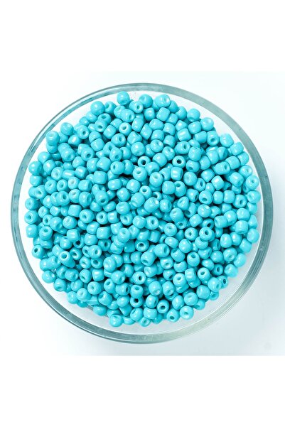 yfhobi 50 Gram - 4 Mm Açık Mavi Renk Büyük Boy Kum Boncuk, Takı Yapım Boncuğu...