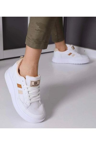 Bitmedeniste Women's Comfortable Stylish Ecru Sneakers