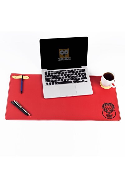 Ofistike Taraftara Özel Sarı Kırmızı Aslan Ve Isim Baskılı Deri Masa Pedi Ev ...