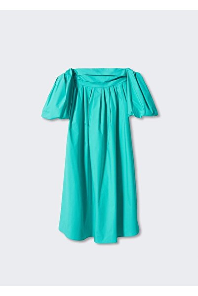 MANGO Woman Balon Kollu Midi Boy Elbise