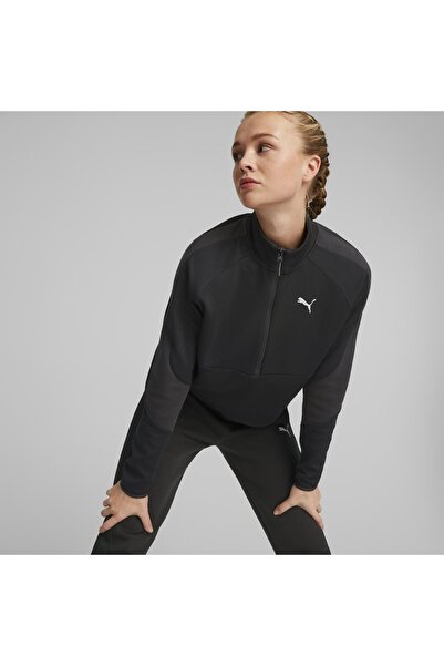 Puma Evostrıpe Half-zip Crew Siyah Kadın Yarım Fermuarlı Sweatshirt