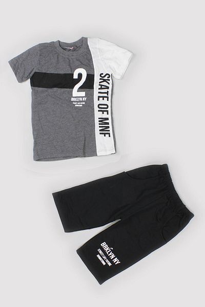 Peki Vară pentru băiat din bumbac pieptănat, 100% bumbac, tricou și pantaloni scurți, slim fit, 2 piese 13637