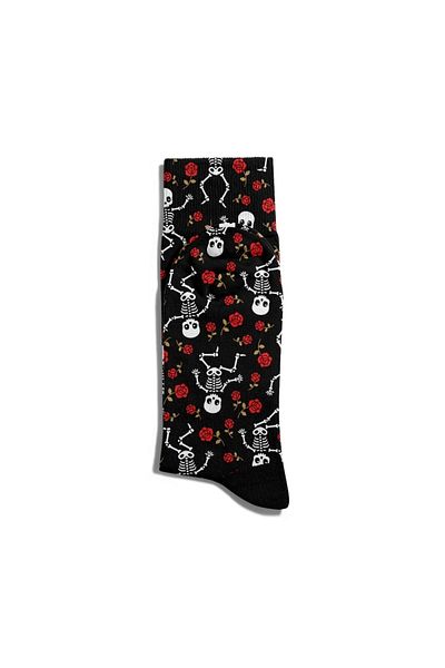 Eğlenceli Çoraplar Fun Socks Unisex Skull Rose Detail Printed Socks Ecsoket238