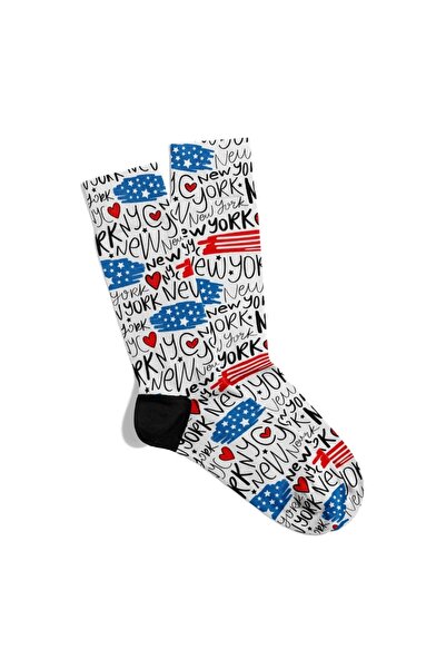 Eğlenceli Çoraplar Fun Socks Unisex Ny City Love Travel Printed Socks Ecsoket523