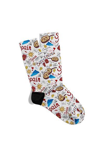 Eğlenceli Çoraplar Fun Socks Unisex Spain Barcelona City Pattern Printed Socks Ecsoket468