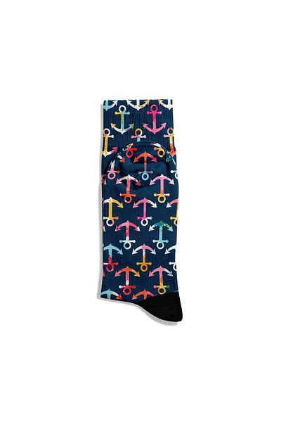 Eğlenceli Çoraplar Fun Socks Unisex Anchor Sea Theme Printed Socks Ecsoket383