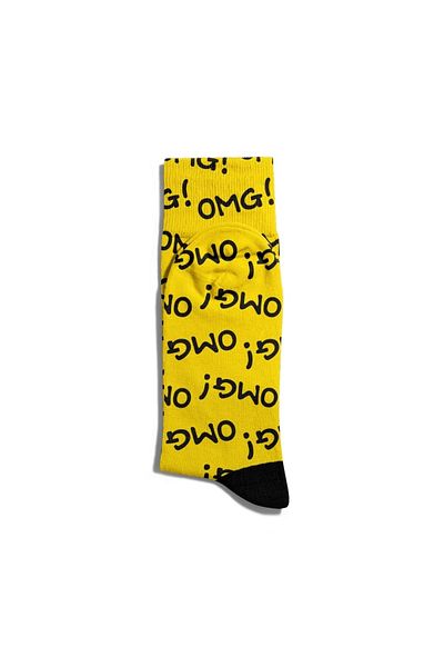 Eğlenceli Çoraplar Fun Socks Unisex Cute Yellow Omg Popart Printed Socks Ecsoket009