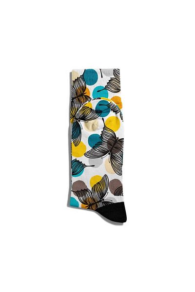 Eğlenceli Çoraplar Fun Socks Unisex Flower And Butterfly Printed Socks Ecsoket149