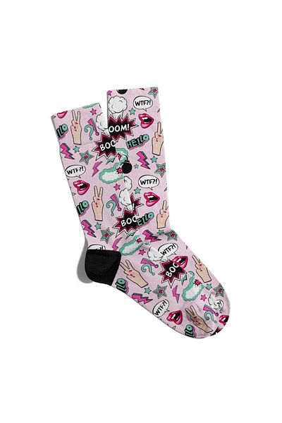Eğlenceli Çoraplar Fun Socks Unisex Hello Wtf Popart Printed Socks Ecsoket017
