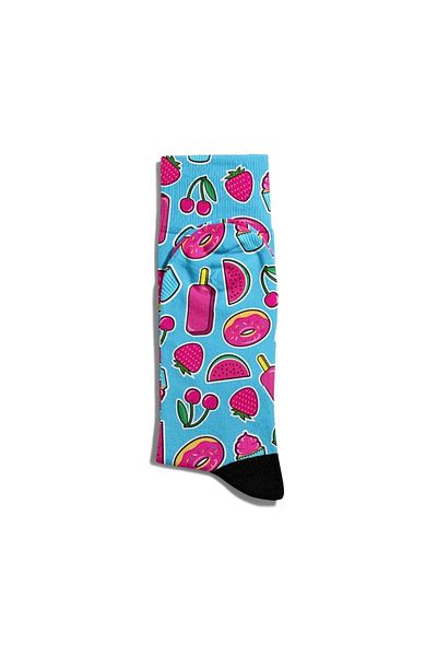 Eğlenceli Çoraplar Fun Socks Unisex Blue Summer Fruits Donut Printed Socks Ecsoket170