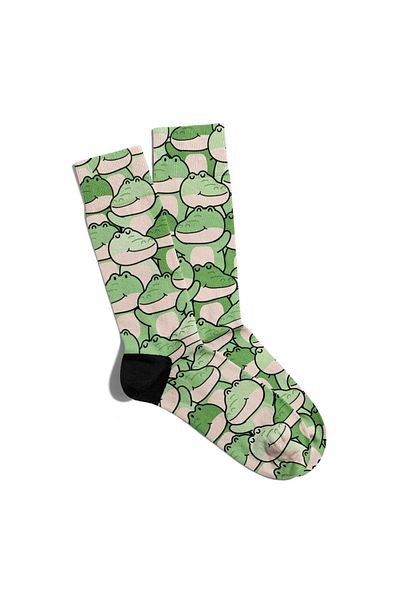 Eğlenceli Çoraplar Fun Socks Unisex Happy Crocodiles Printed Socks Ecsoket290