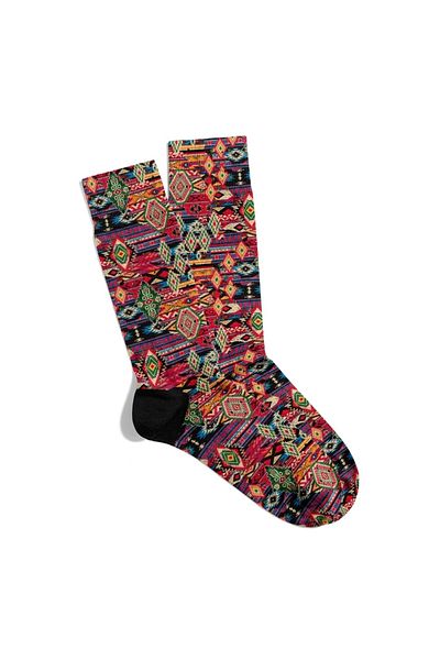 Eğlenceli Çoraplar Fun Socks Unisex Geometric Mixed Ethnic Pattern Printed Socks Ecsoket424