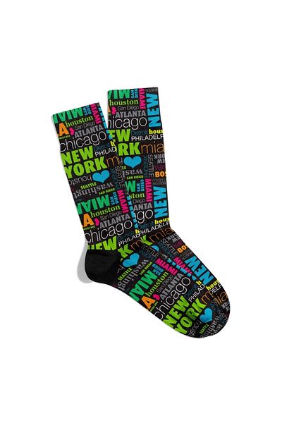 Eğlenceli Çoraplar Fun Socks Unisex Colorful Cities X2 Pattern Printed Socks Ecsoket494