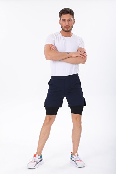 Genel Markalar Unisex 2 In 1 Spor Fitness Ve Antrenman Taytlı Şortu
