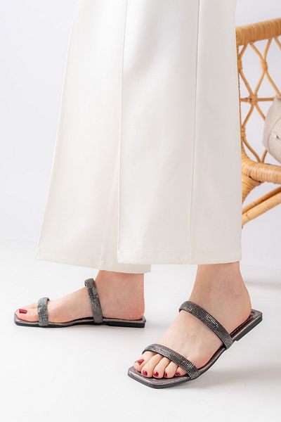 lmn ayakkabı Platin Sultan Orthopedic Sole 1cm Heeled 2 Wide Original Stone Evening Dress Beach House Slippers