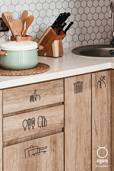 ANGARYA Minimal Ve Modern Stil, Mutfak Dolap Organizer Şeffaf Sticker