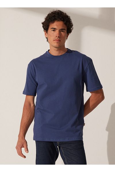 The Crow Crew Neck Printed Indigo Men's T-shirt Tc9010basıc
