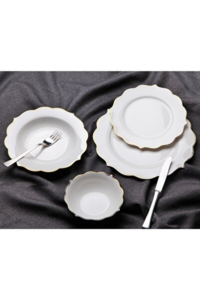 GÖNÜL Seramikci 24 Parça Porselen Gold Yemek Takımı-rölyef