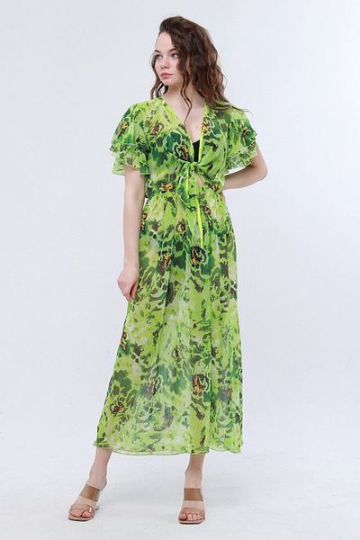 Bolder Valentina Green Pattern Beach Dress