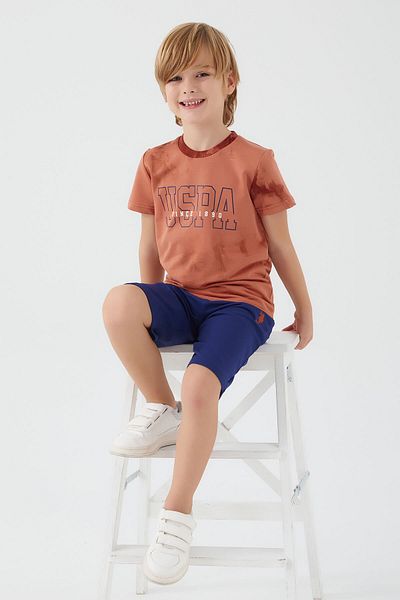 U.S. Polo Assn. Assn Chirping Pattern Brown Batik Boy Bermuda Suit
