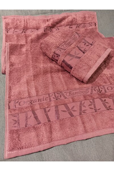 ŞENER HOME مجموعة من 2 منشفة يد ووجه من الخيزران عالي الجودة مقاس 50 × 90 - وردي
