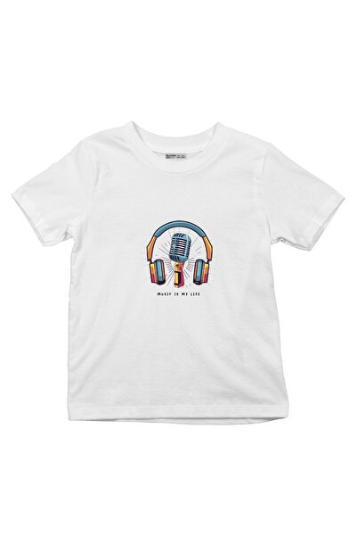 GreenMint تي شيرت للأطفال الموسيقى هي حياتيسماعة الرأس والميكروفون_oe1509