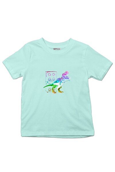 GreenMint تي شيرت للأطفال تي ريكس ديناصور وجيتار_em2538