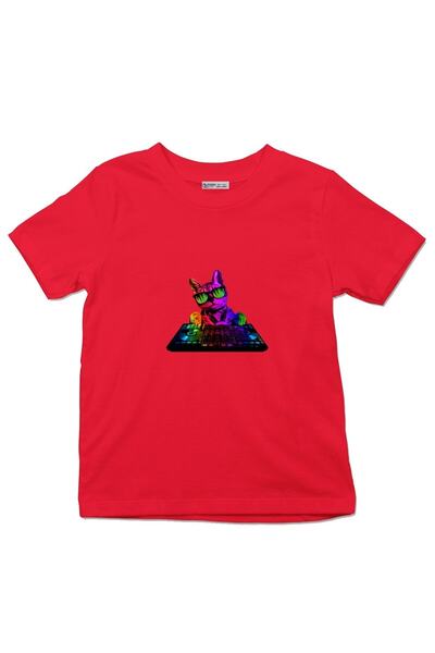GreenMint تي شيرت للأطفال Cool Cat Dj_ks1110