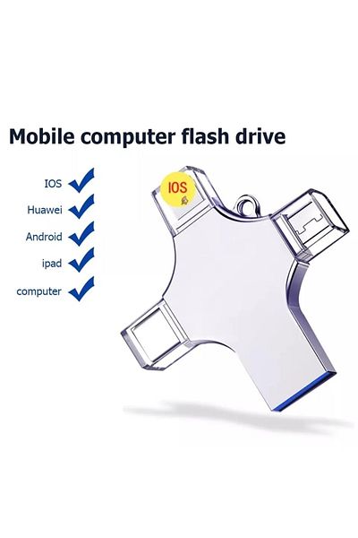 Gülay AVM Otg Flash Memory 4 in 1 USB Type-C Ios Lightning All in One USB 3.0 32Gb