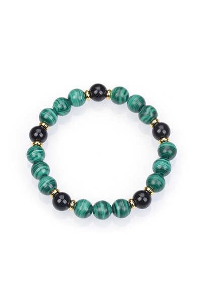 Generic Brand Obsidian & Malachite Natural Stone Bracelet 8mm