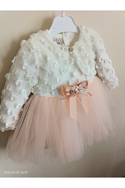 Guvaga Kız Çocuk Bayramlık Kız Bebek Tül Detaylı Tütülü Bolerolu Parti Düğün Doğum Günü Özel Gün Elbise