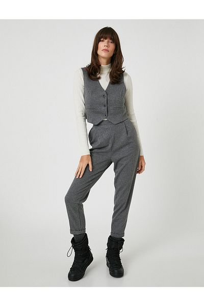 Koton Şahika Ercümen X - Crop Vest with Belt Detail