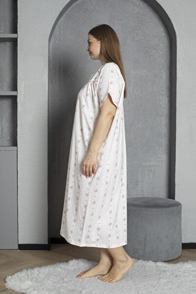 SEBOTEKS 100% Cotton Combed Cotton Short Sleeve Plus Size Mother's Nightgown 140