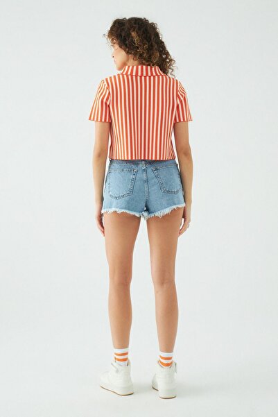 JU Πλεκτό πουκάμισο με κοντό μανίκι πόλο με λαιμόκοψη