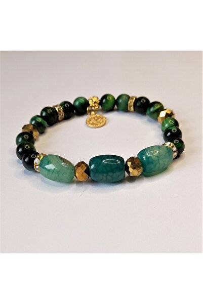 Asteria Elite سوار النخبة من عقيق عين النمر الأخضر ضد عين الشر والحظ الفعال و...