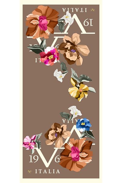 19V69 ITALIA Floral Pattern Pavia Series with Shawl Hanger and Gift Set 90x200 Cm