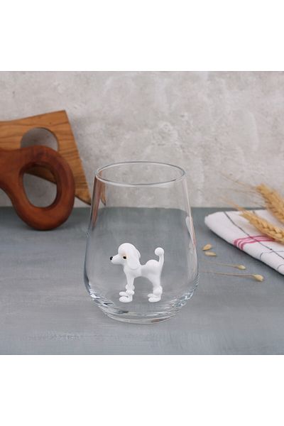 ADAMODART White Water Cup with Ornamental Dog Figure - Single