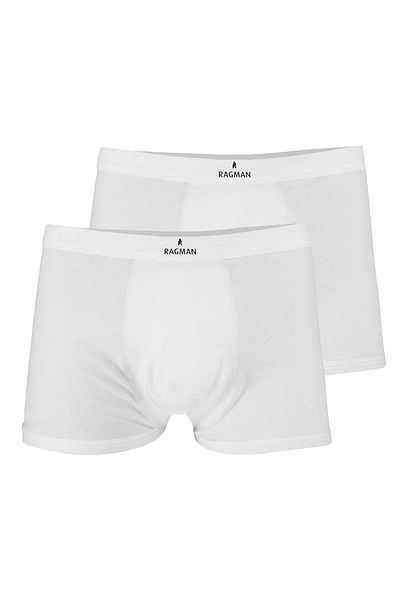 Ragman Herren Boxershorts, 2er-Pack – Unterwäsche, Unterhosen, Baumwollmischung, Logo, einfarbig